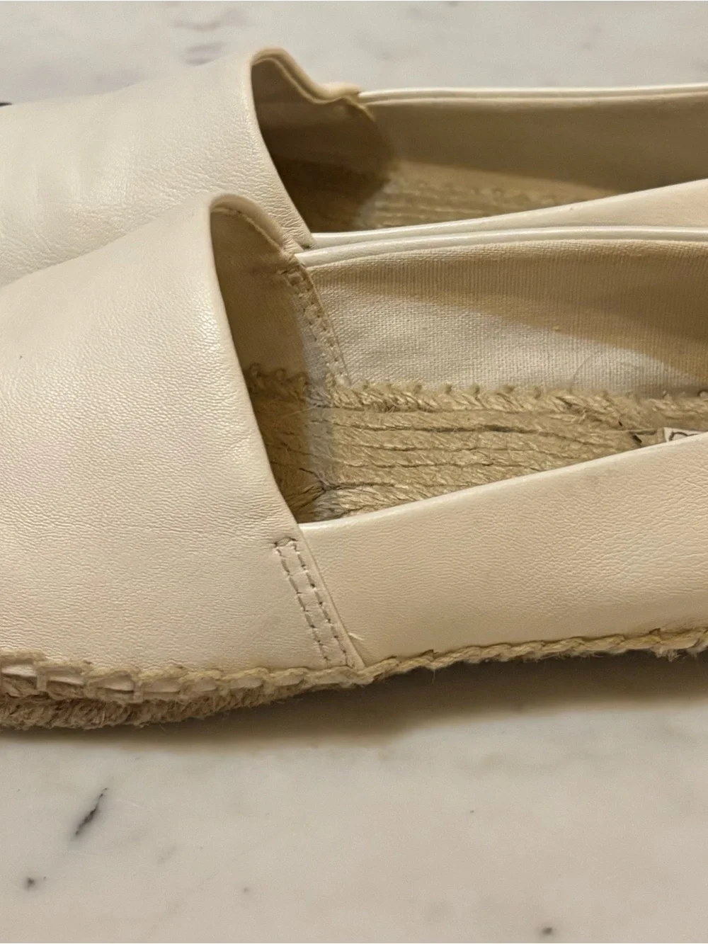 Tory Burch Cream and Black Slip-On Espadrilles, Size 9